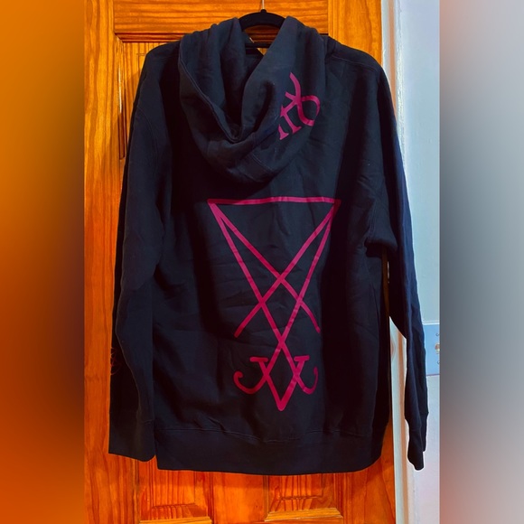 Unisex Black & Deep Red Baphomet Satanic Hoodie💀 Size XL - Picture 6 of 15